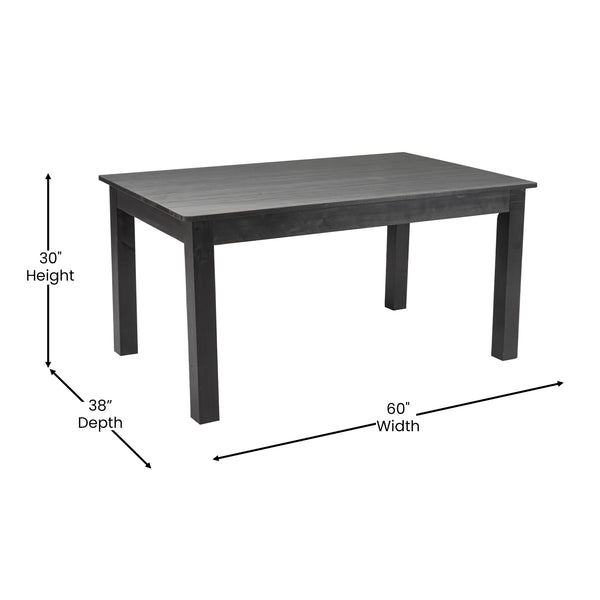 Black Wash |#| 60" x 38" Rectangular Black Wash Solid Pine Farm Dining Table