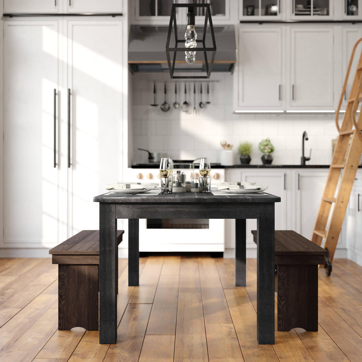 Black Wash |#| 60" x 38" Rectangular Black Wash Solid Pine Farm Dining Table