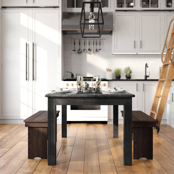 Black Wash |#| 60" x 38" Rectangular Black Wash Solid Pine Farm Dining Table
