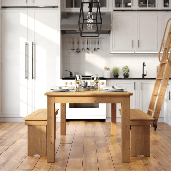 Light Natural |#| 60" x 38" Rectangular Light Natural Solid Pine Farm Dining Table