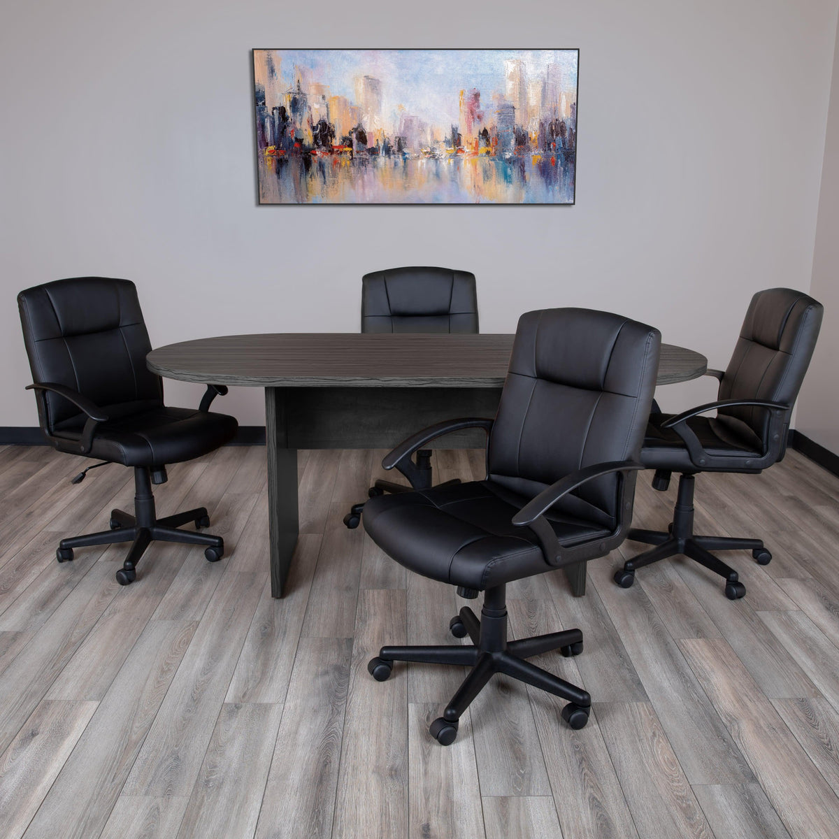 Rustic Gray |#| 6 Foot (72 inch) Classic Oval Conference Table in Rustic Gray - Meeting Table