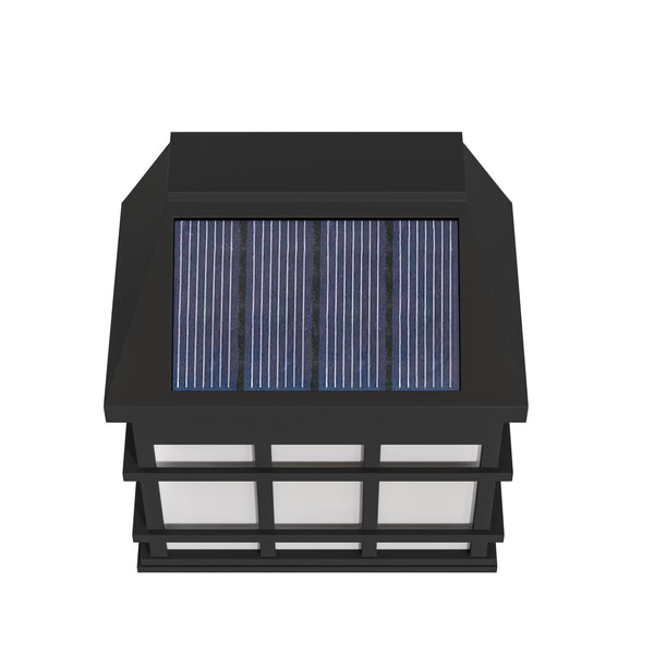 Decorative Wall Mount Solar Powered Lighting for Decks and Fencing in Black