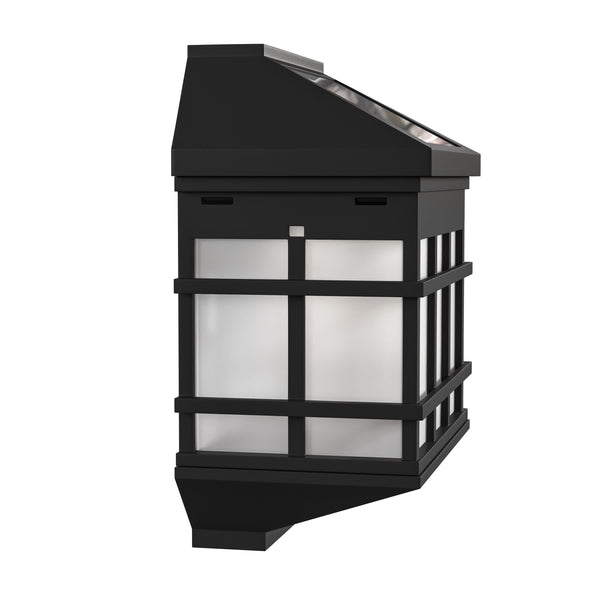 Decorative Wall Mount Solar Powered Lighting for Decks and Fencing in Black