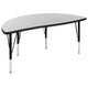 Grey |#| 76inch Oval Wave Activity Table Set with 12inch Student Stack Chairs, Grey/Black