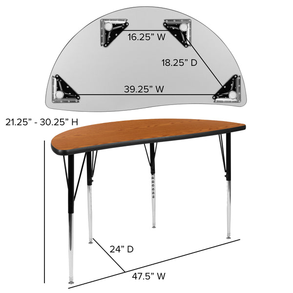 Oak |#| 76inch Oval Wave Activity Table Set with 16inch Student Stack Chairs, Oak/Black