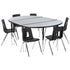 76" Oval Wave Flexible Laminate Activity Table Set with 18" Student Stack Chairs