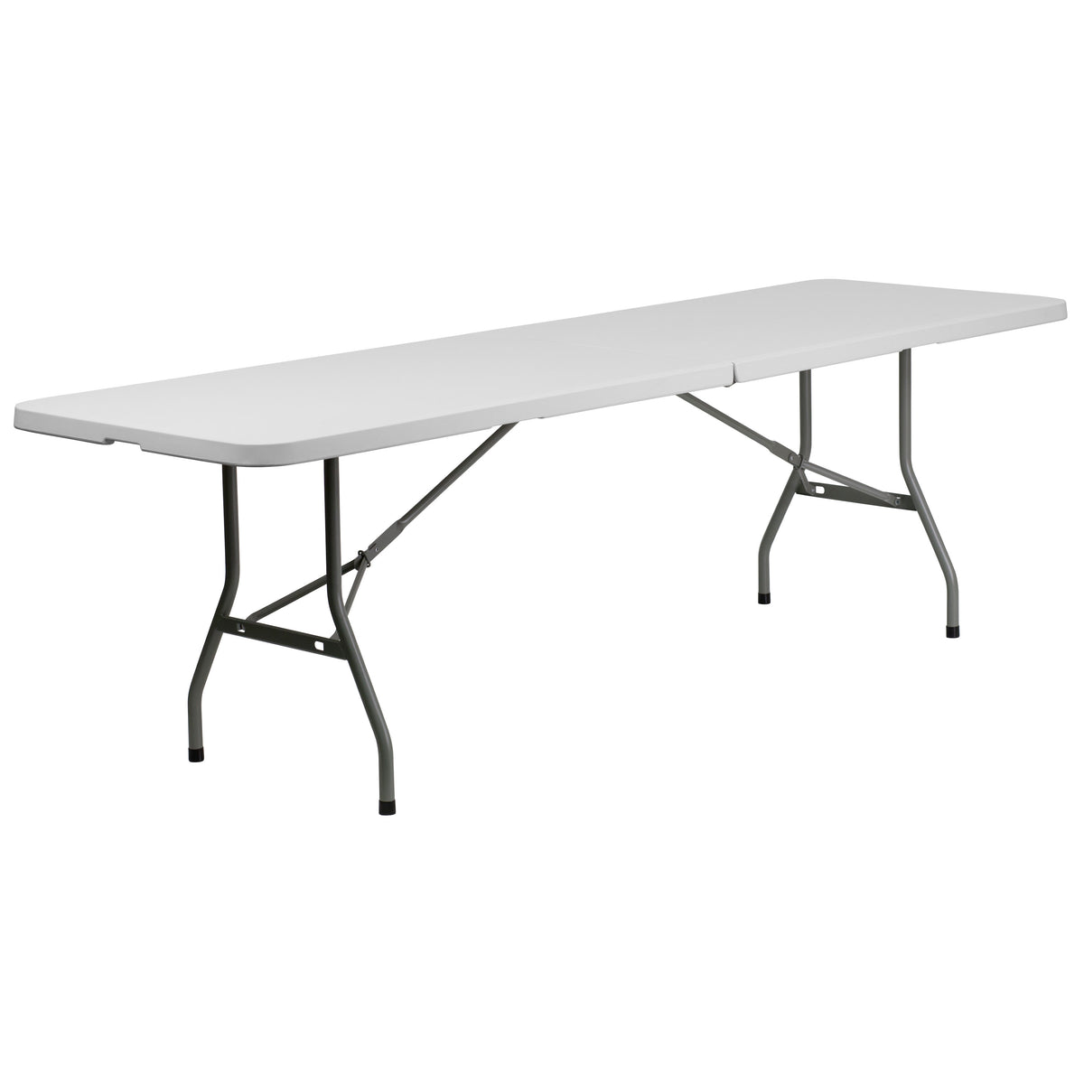 8-Foot Bi-Fold Granite White Plastic Banquet and Event Folding Table with Handle