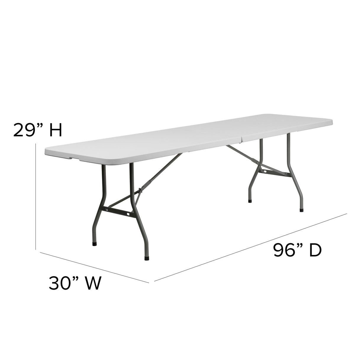 8-Foot Bi-Fold Granite White Plastic Banquet and Event Folding Table with Handle