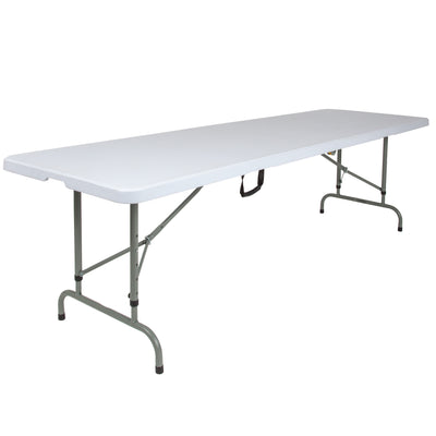 8-Foot Height Adjustable Bi-Fold Plastic Banquet and Event Folding Table with Carrying Handle