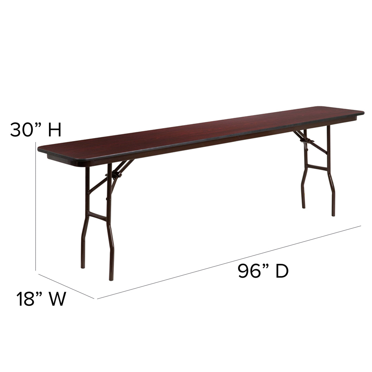 8-Foot Mahogany Melamine Laminate Folding Training/Seminar Table - Event Table