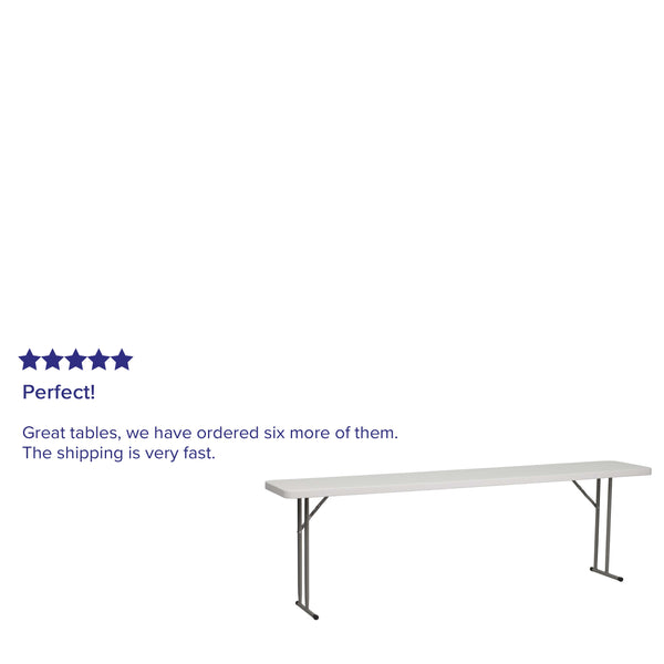 8-Foot Rectangle Granite White Plastic Folding Training / Seminar Table