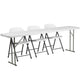 8-Foot Plastic Folding Training Table Set with 3 White Plastic Folding Chairs