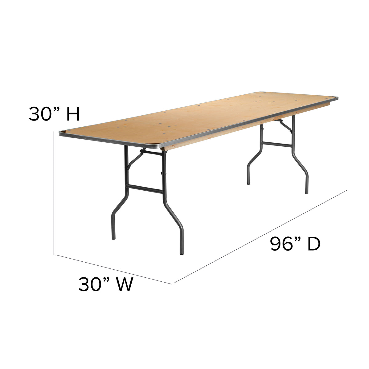 8-Foot Rectangular Birchwood Folding Banquet Table with Corner Guards