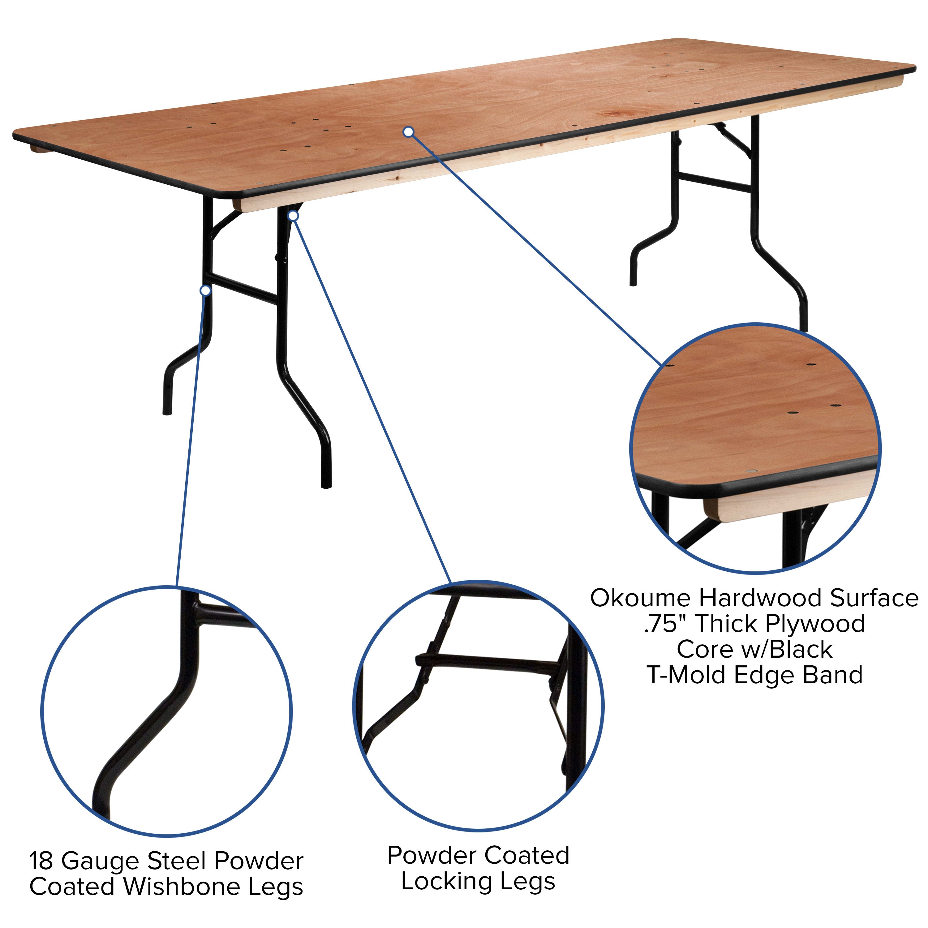 36x96 Wood Fold Table XA 3696 P BizChair