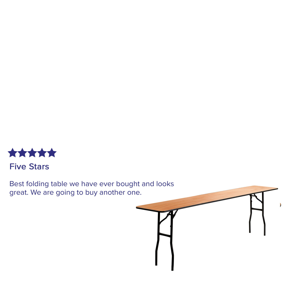 8-Foot Rectangular Wood Folding Training / Seminar Table with Clear Coated Top