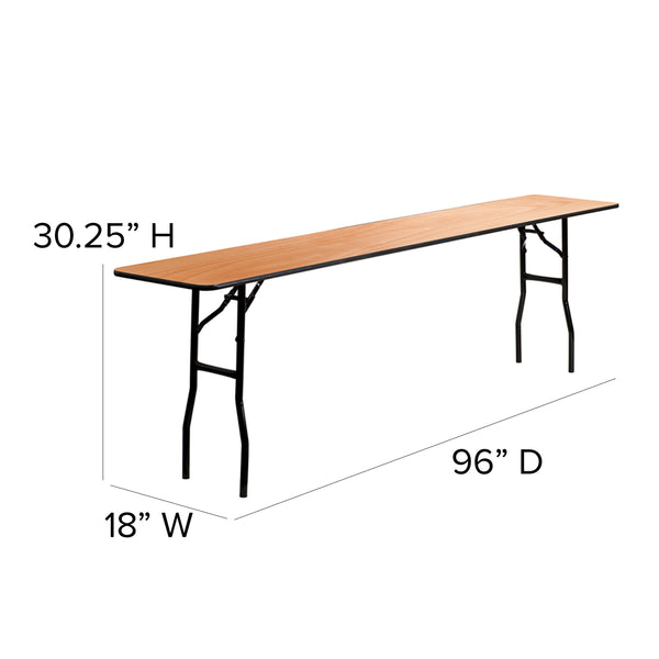 8-Foot Rectangular Wood Folding Training / Seminar Table with Clear Coated Top