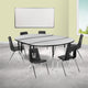 Grey |#| 86inch Oval Wave Activity Table Set with 18inch Student Stack Chairs, Grey/Black