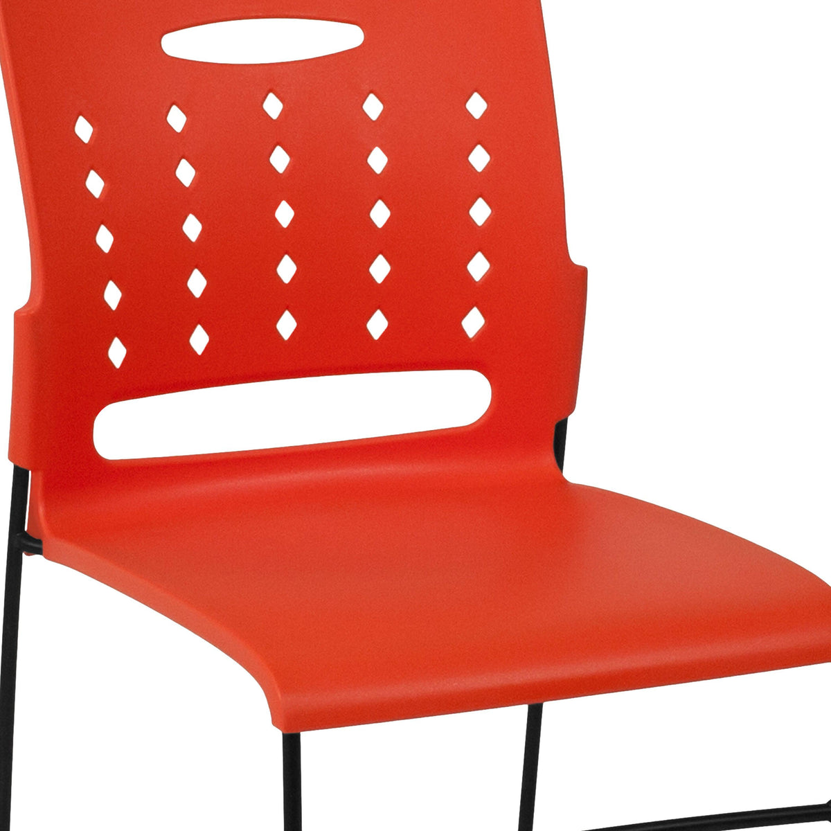 Orange |#| 881 lb. Capacity Orange Sled Base Stack Chair with Carry Handle & Air-Vent Back