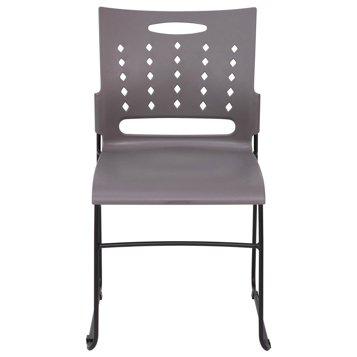 Gray |#| 881 lb. Capacity Gray Sled Base Stack Chair with Carry Handle & Air-Vent Back