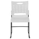 White |#| 881 lb. Capacity White Sled Base Stack Chair with Carry Handle and Air-Vent Back