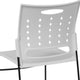 White |#| 881 lb. Capacity White Sled Base Stack Chair with Carry Handle and Air-Vent Back