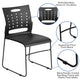 Black |#| 881 lb. Capacity Black Sled Base Stack Chair with Carry Handle and Air-Vent Back