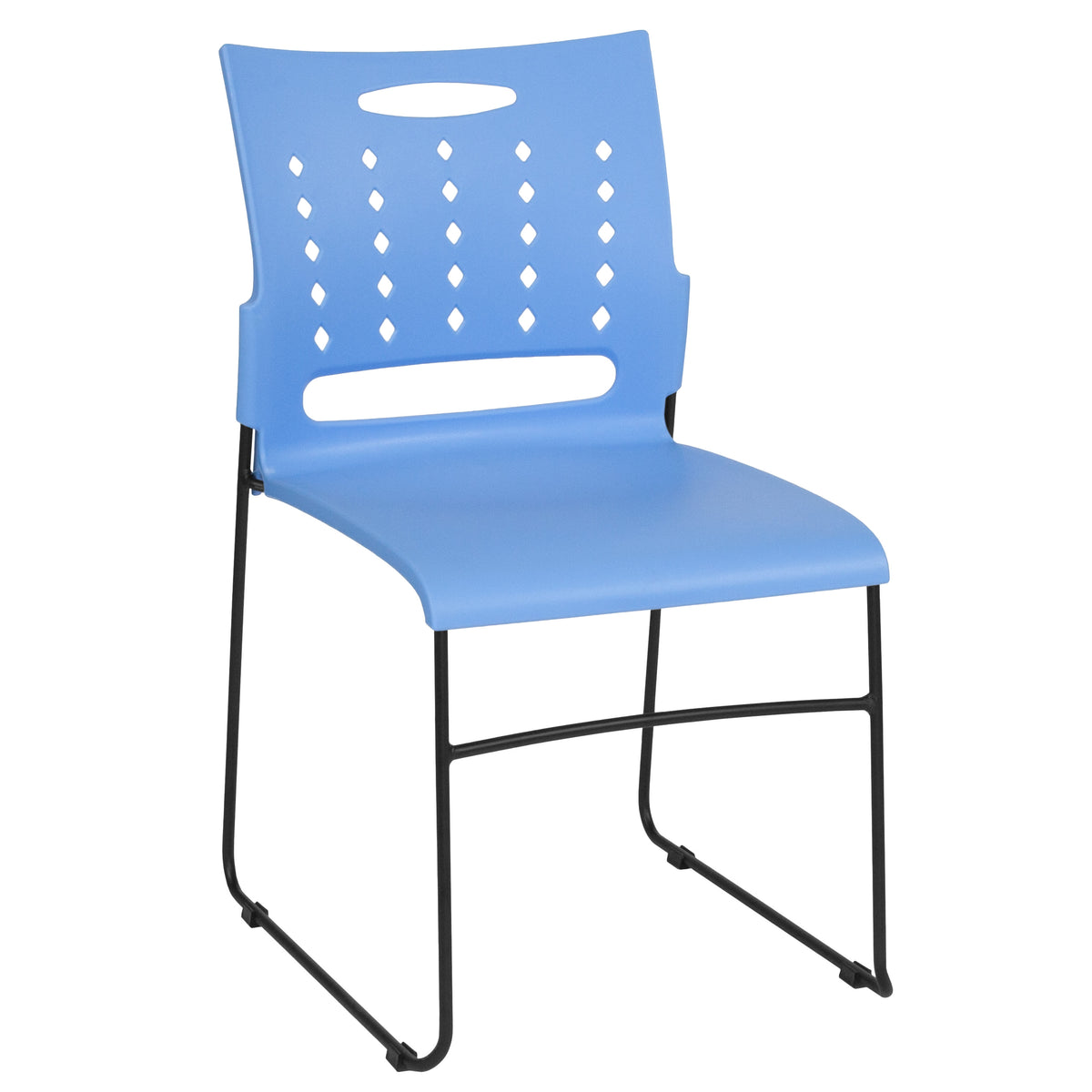 Blue |#| 881 lb. Capacity Blue Sled Base Stack Chair with Carry Handle and Air-Vent Back