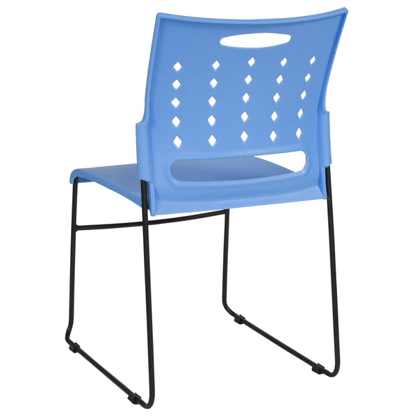 Blue |#| 881 lb. Capacity Blue Sled Base Stack Chair with Carry Handle and Air-Vent Back