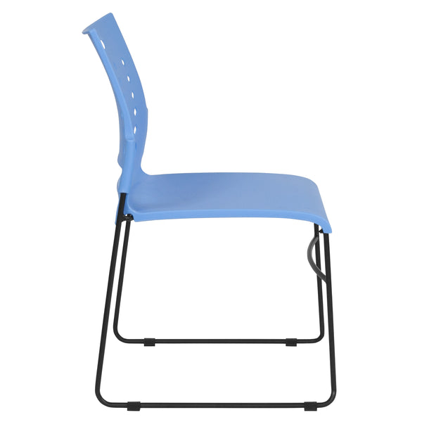 Blue |#| 881 lb. Capacity Blue Sled Base Stack Chair with Carry Handle and Air-Vent Back