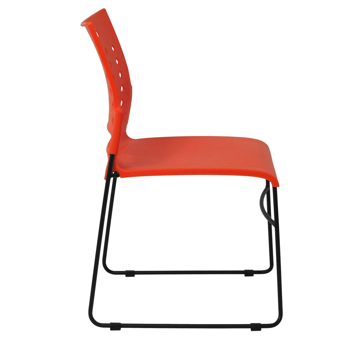 Orange |#| 881 lb. Capacity Orange Sled Base Stack Chair with Carry Handle & Air-Vent Back