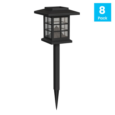8 Pack Lantern Style LED Solar Lights Weather Resistant Outdoor Solar Powered Lights for Pathway, Garden, & Yard
