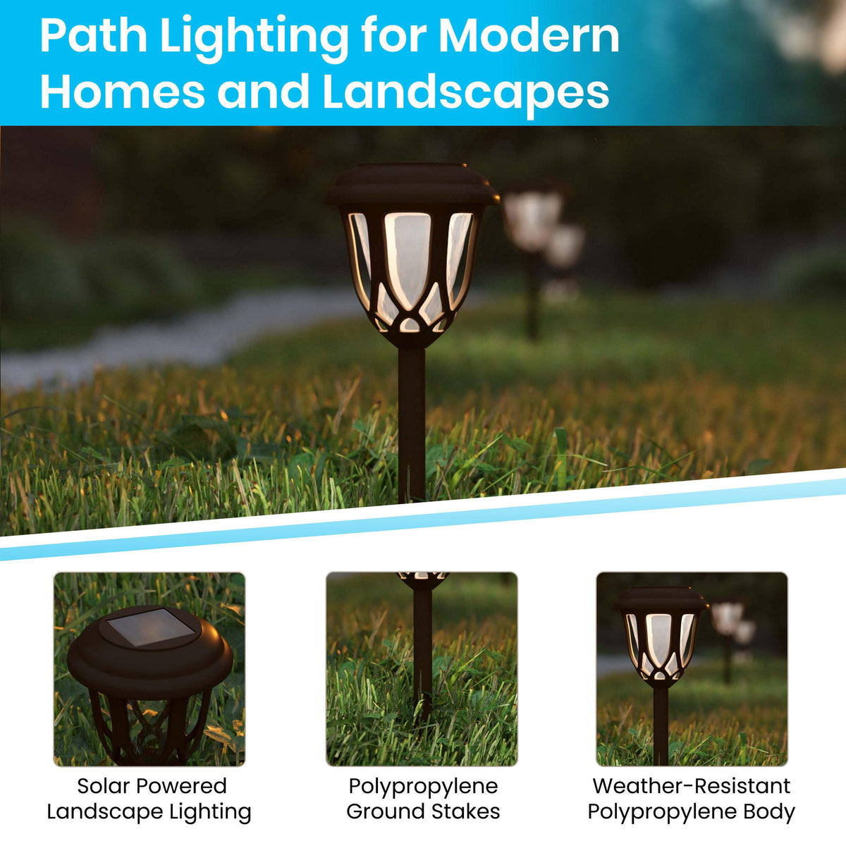 All-Weather Tulip Design Solar Powered LED Garden & Pathway Lights in Brown
