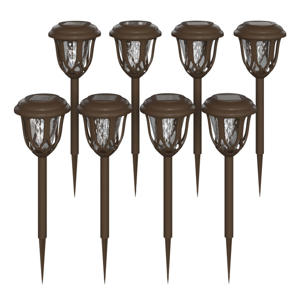 Brown |#| All-Weather Tulip Design Solar Powered LED Garden & Pathway Lights in Brown