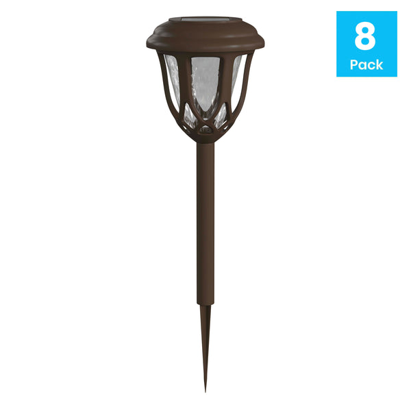 Brown |#| All-Weather Tulip Design Solar Powered LED Garden & Pathway Lights in Brown