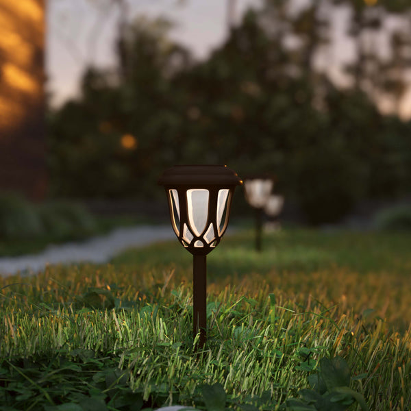 Brown |#| All-Weather Tulip Design Solar Powered LED Garden & Pathway Lights in Brown