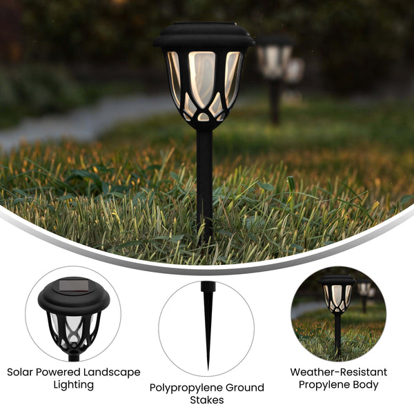 Black |#| All-Weather Tulip Design Solar Powered LED Garden & Pathway Lights in Black
