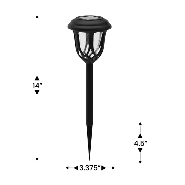 Black |#| All-Weather Tulip Design Solar Powered LED Garden & Pathway Lights in Black