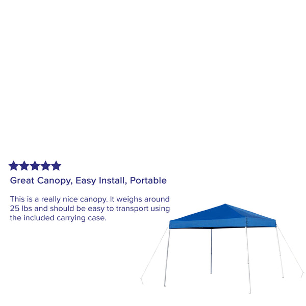 Blue |#| 8'x8' Blue Weather Resistant Easy Pop Up Slanted Leg Canopy Tent with Carry Bag