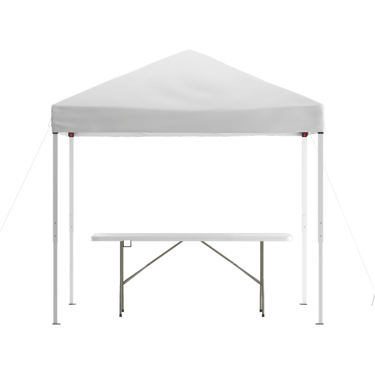 White |#| 8' x 8' White Pop Up Canopy Tent and 6 Ft. Bi-Fold Table with Carrying Handle