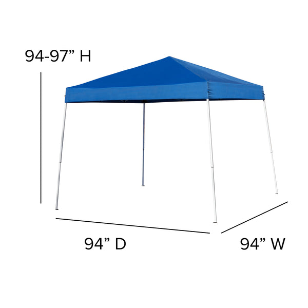 Blue |#| 8' x 8' Blue Pop Up Canopy Tent and 6 Ft. Bi-Fold Table with Carrying Handle