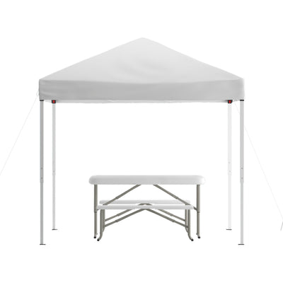 8'x8' Pop Up Event Canopy Tent with Carry Bag and Folding Bench Set - Portable Tailgate, Camping, Event Set - View 1