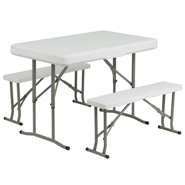 Blue |#| 8' x 8' Blue Pop Up Canopy with Carry Bag and Folding Table with Benches Set