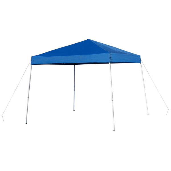 Blue |#| 8' x 8' Blue Pop Up Canopy with Carry Bag and Folding Table with Benches Set