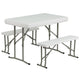 White |#| 8' x 8' White Pop Up Canopy with Carry Bag and Folding Table with Benches Set