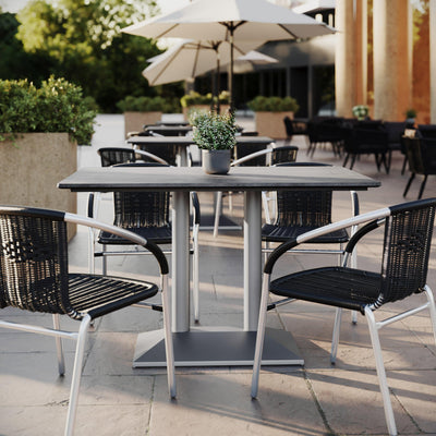 30" x 48" All-Weather Seamless Surface Tabletop with Dual Columned Base - View 2