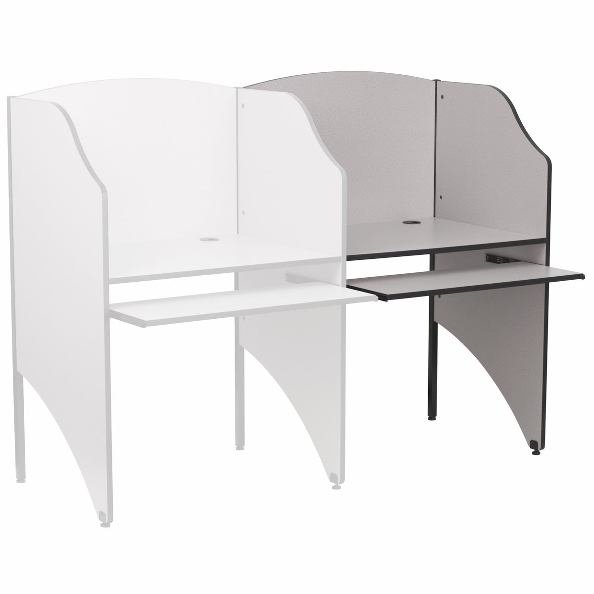 Nebula Grey |#| Add-On Study Carrel in Nebula Grey Finish - School Furniture - Computer Carrel