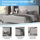 Light Grey,King |#| Platform Bed with Headboard-Lt Grey Fabric Upholstery-King-No Foundation Needed