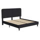 Charcoal,King |#| Platform Bed with Headboard-Black Fabric Upholstery-King-No Foundation Needed