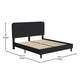 Charcoal,King |#| Platform Bed with Headboard-Black Fabric Upholstery-King-No Foundation Needed