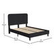 Charcoal,Queen |#| Platform Bed with Headboard-Black Fabric Upholstery-Queen-No Foundation Needed